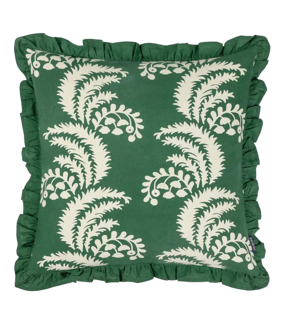 Montrose pleated floral cushion cover 50cm x 50cm bottle green Paoletti-1