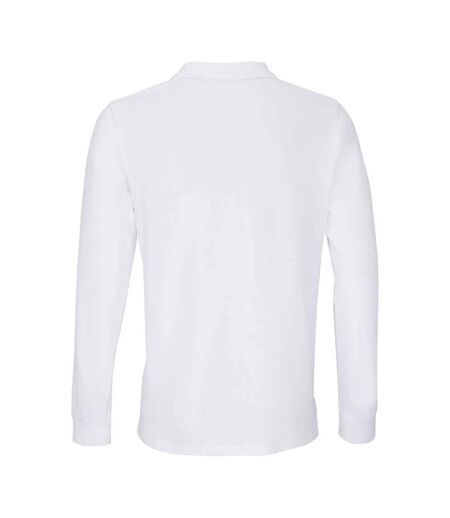 Unisex Adult Planet Long-sleeved Polo Shirt White SOLS