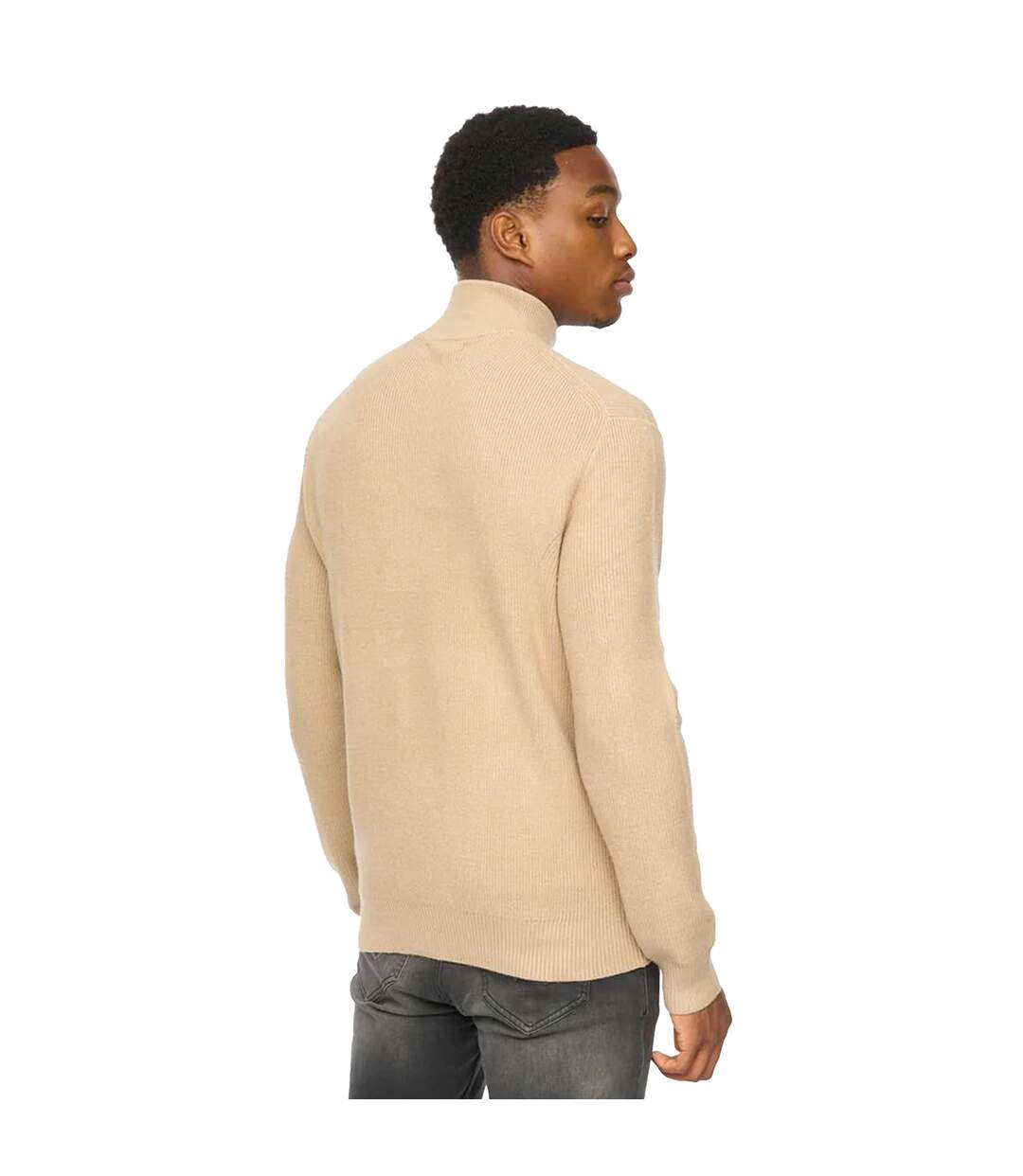 Mens Potenza Knitted Quarter Zip Jumper Stone Duck And Cover-3