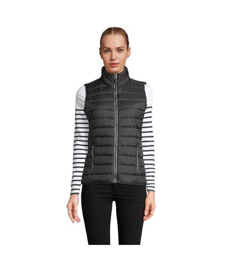 Womens/ladies Wave Lightweight Body Warmer Black SOLS
