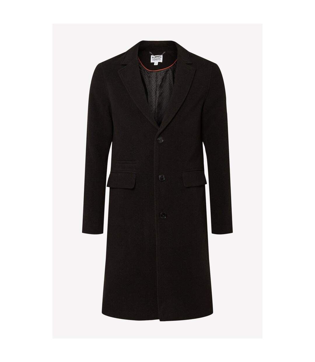 Mens signature three button epsom overcoat black Burton