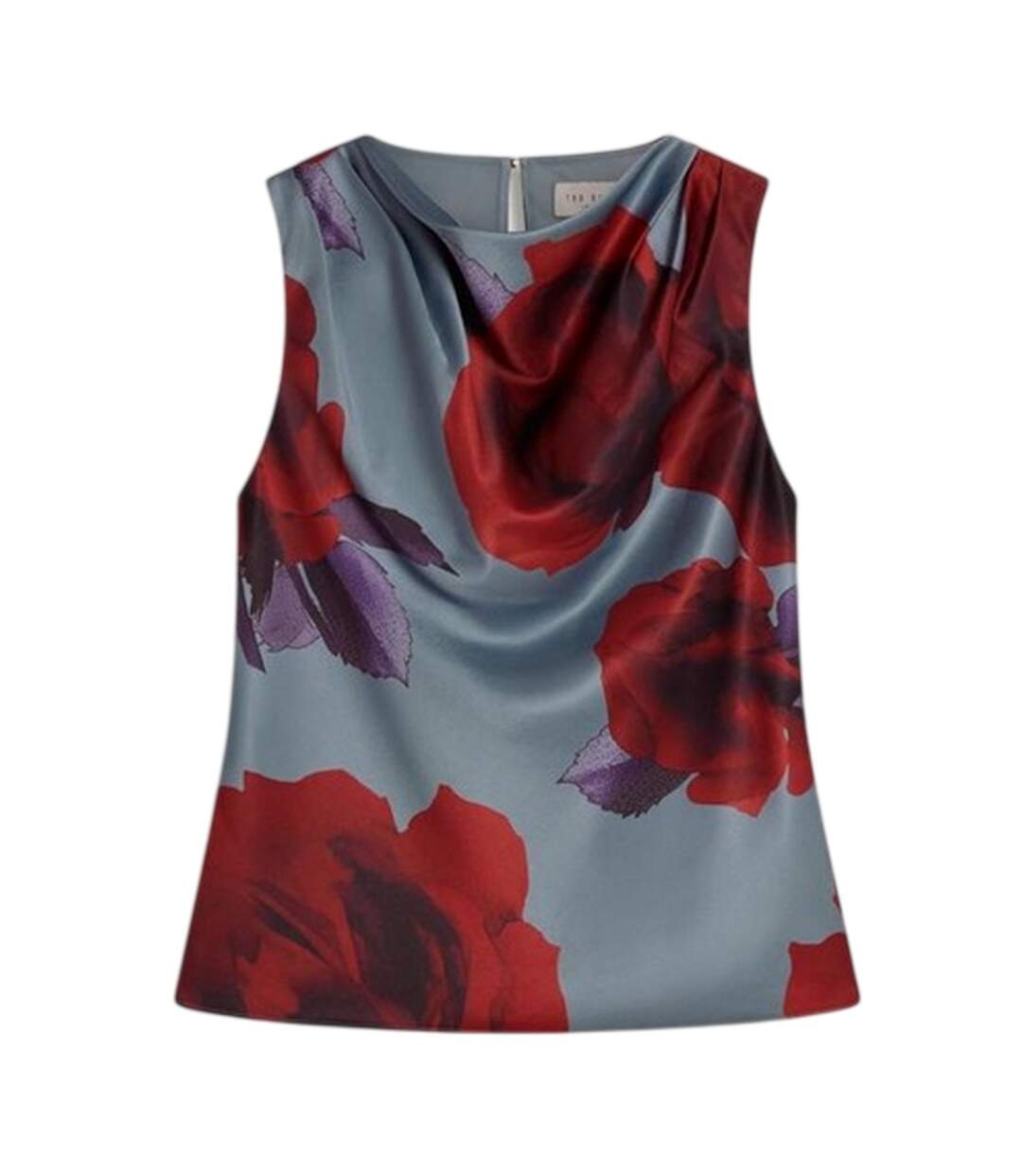 Womens/ladies Floral Cowl Neck Sleeveless Shell Blouse Light Blue Ted Baker-2