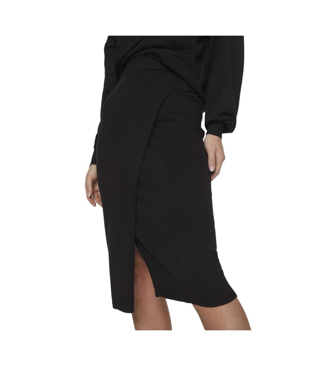 Jupe Portefeuille Noir Femme Vila Plain - L-1