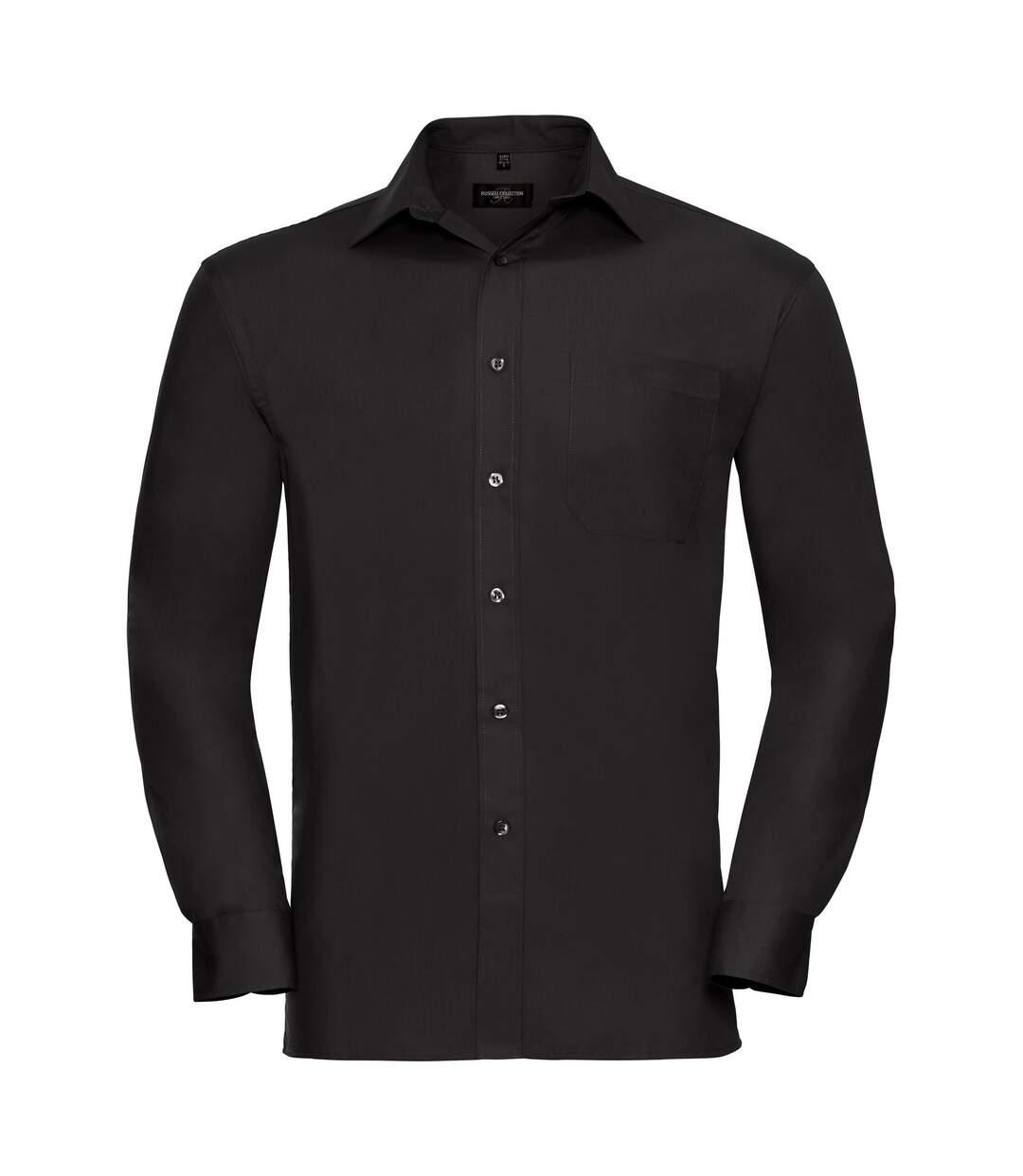 Chemise De Travail À Manches Longues 100% Coton Homme Noir Russell-2