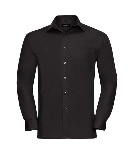 Chemise De Travail À Manches Longues 100% Coton Homme Noir Russell