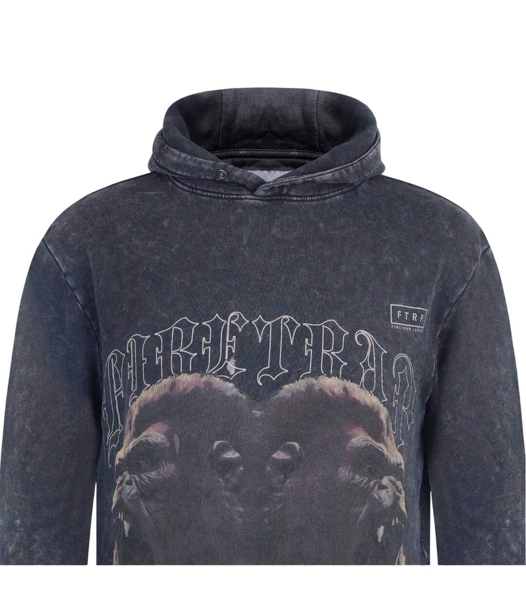 Mens Gorilla Hoodie Acid Black Firetrap-4