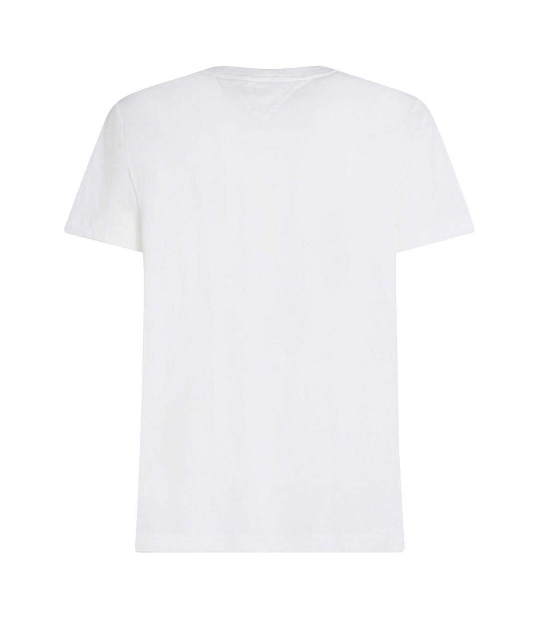 Mens Panel Cotton Branded Tape Regular T-shirt White Tommy Hilfiger-2