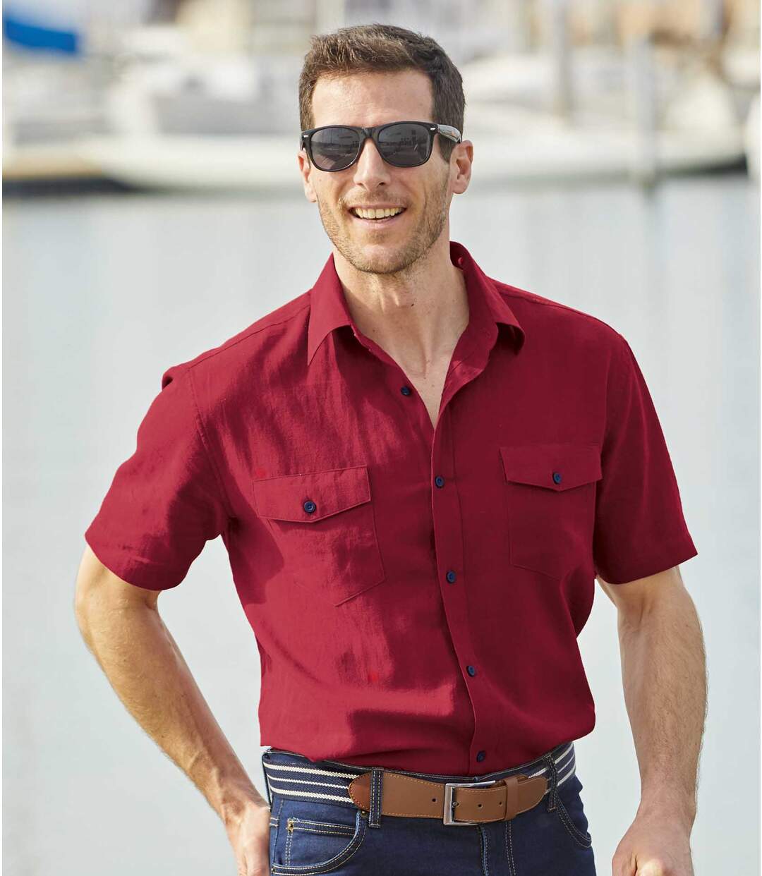 Men's Red Linen/Cotton Shirt Atlas For Men