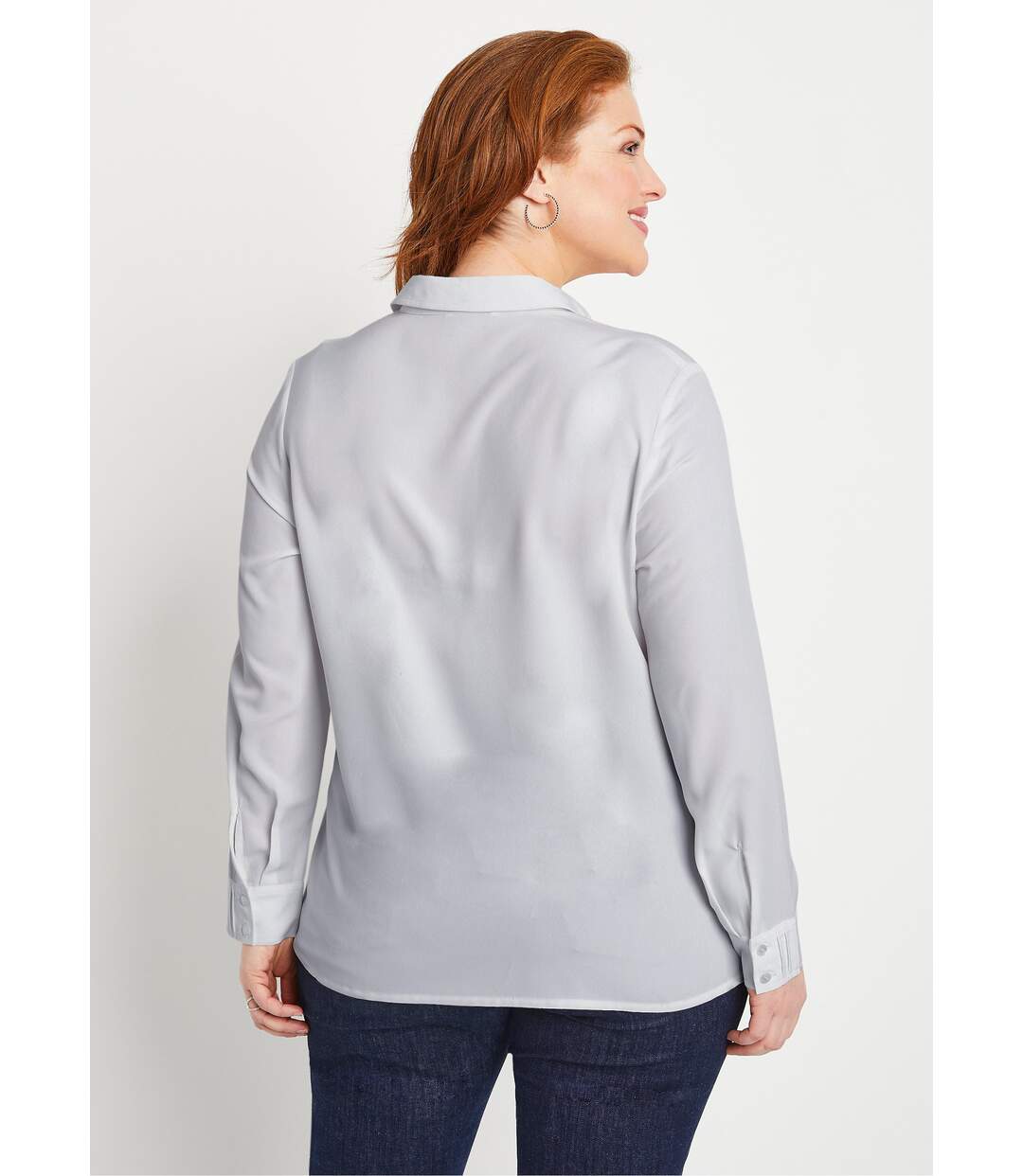 Chemisier uni boutonné long strass col chemise-2
