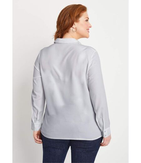 Chemisier uni boutonné long strass col chemise