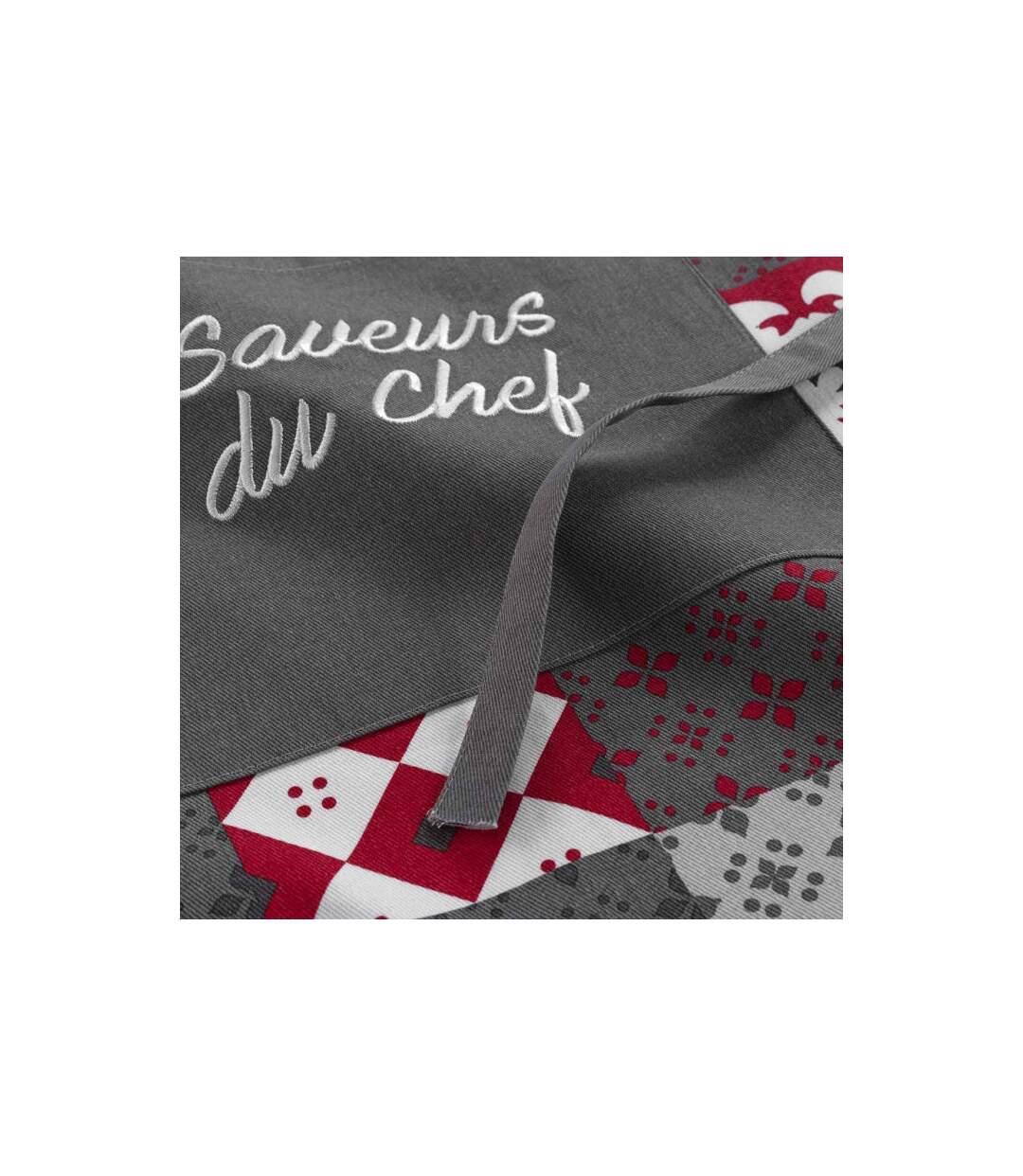 Tablier de Cuisine Credence 84cm Gris & Rouge-2