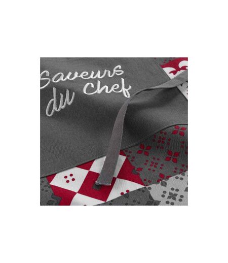 Tablier de Cuisine Credence 84cm Gris & Rouge