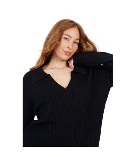 Pull Motif/style Côtelé Femme Noir Brave Soul