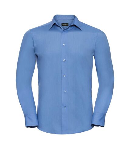 Russell Collection Mens Easy Care Tailored Poplin Shirt (Corporate Blue)