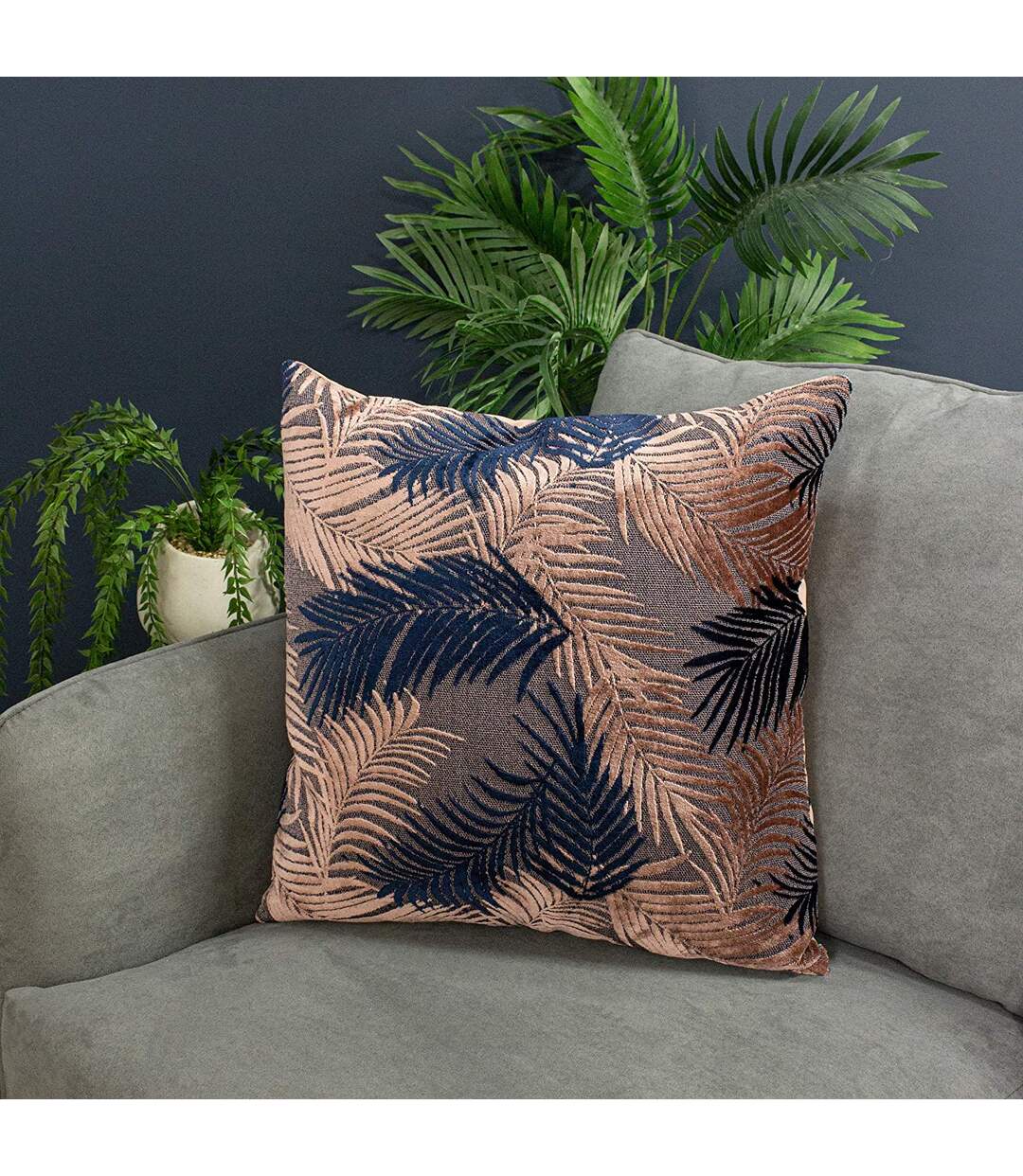 Palm grove cushion cover one size blush pink/navy Paoletti