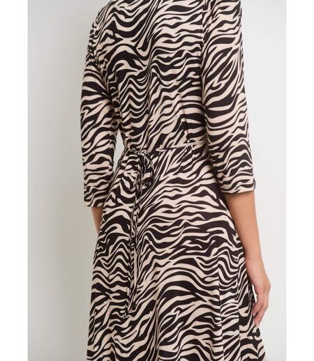Robe décolleté plissé imprimé animalier