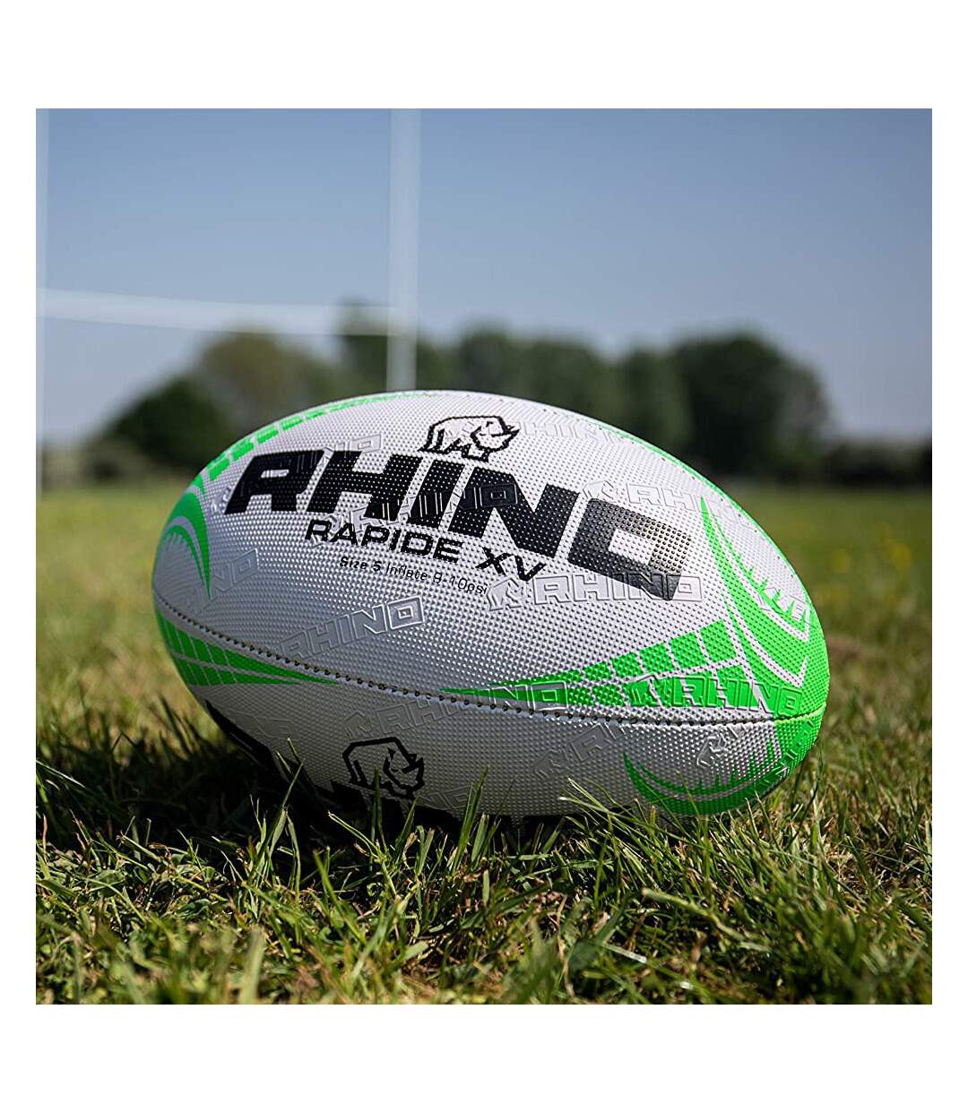 Ballon de rugby rapide taille 4 blanc / vert Rhino-3