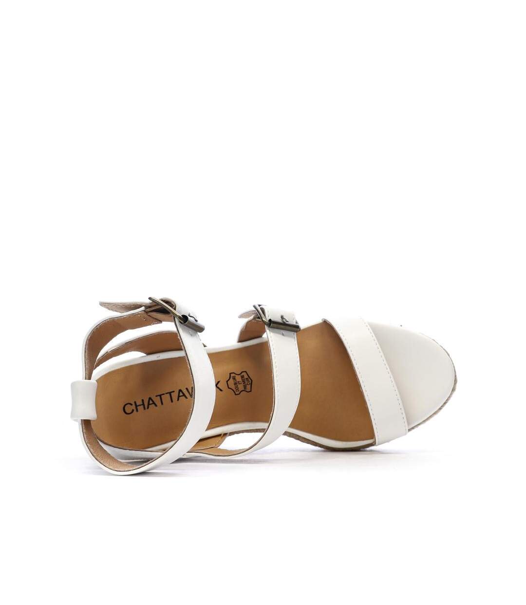 Sandales compensée blanches femme chattawak summer camel-4