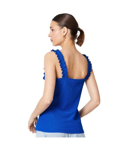 Womens/ladies frilled front tie tank top cobalt Dorothy Perkins