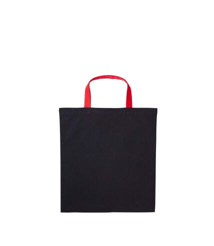 Nutshell Varsity Cotton Shopper Short Handle Tote (Black/Fire Red) (One Size) - UTRW7155