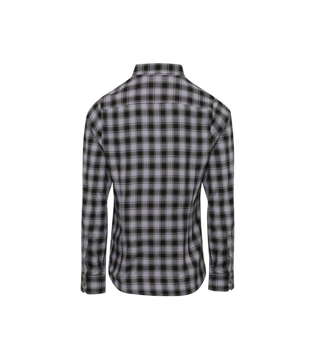 Womens/ladies mulligan checked long-sleeved shirt steel/black Premier-2