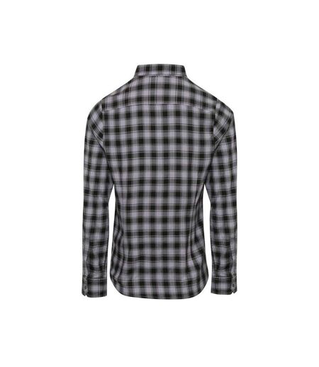 Premier Womens/Ladies Mulligan Checked Long-Sleeved Shirt (Steel/Black) - UTRW10187