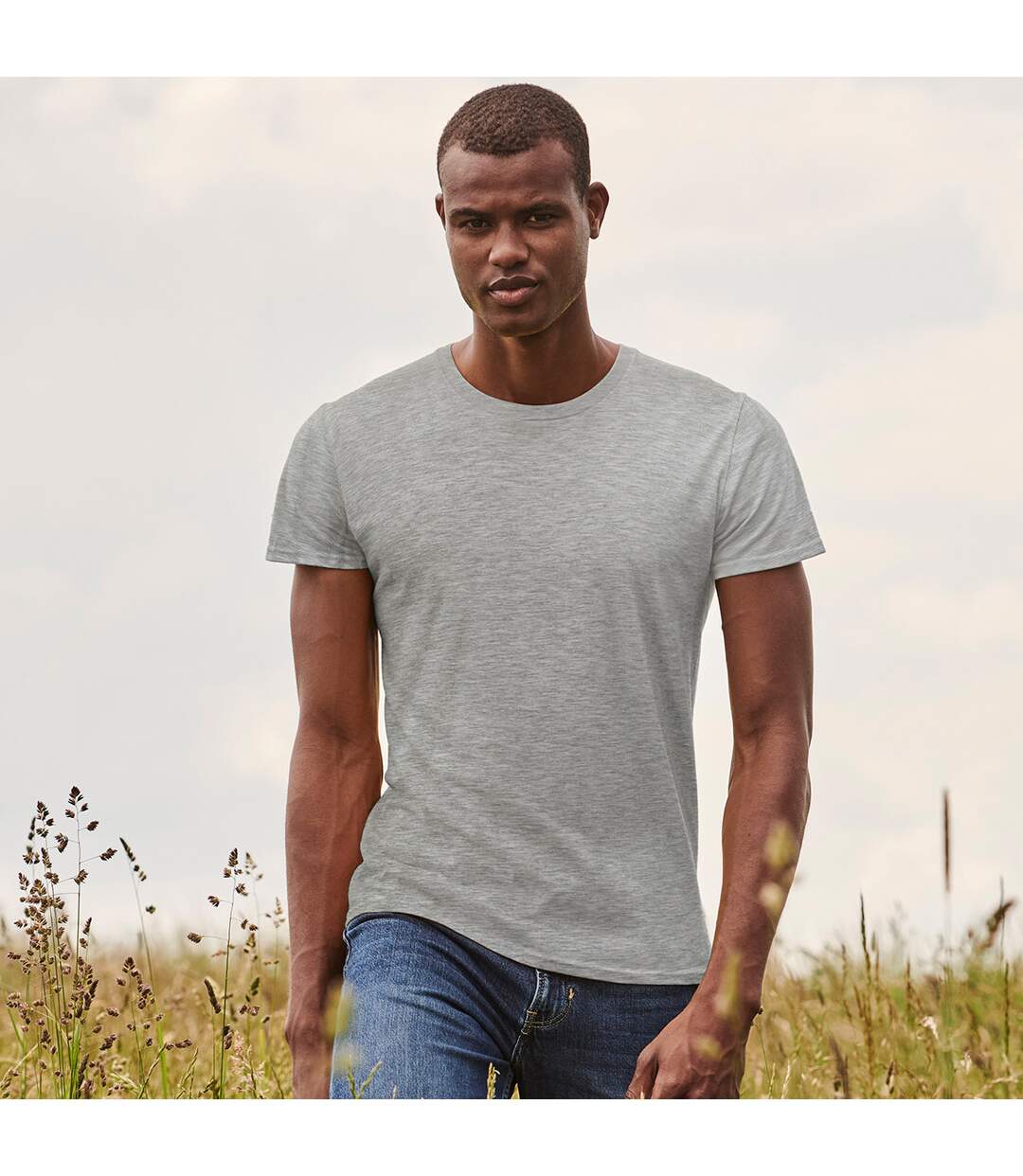 T-shirt iconic homme gris clair chiné Fruit of the Loom