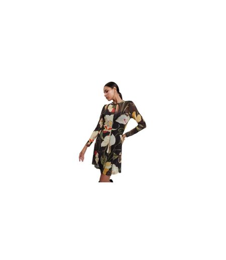 Robe Mi-longue Manches Longues Motif/style Floral Femme Noir Ted Baker