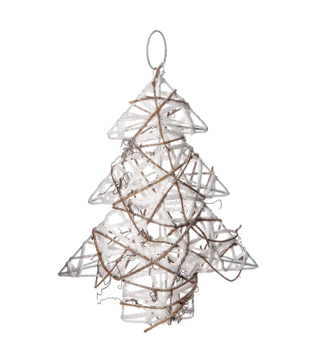 Sapin de Noël pailleté à suspendre - 17 x 20 cm - Blanc-1
