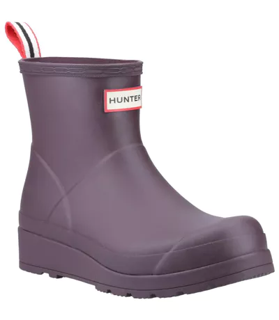 Womens/ladies Play Short Wellington Boots Black Grape Hunter