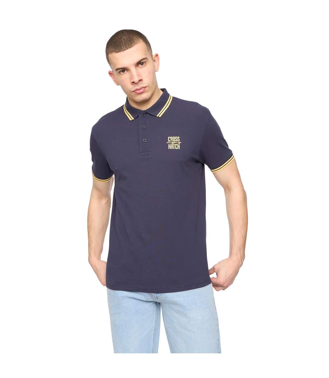 Polo Changra Homme Bleu Nuit Crosshatch-2