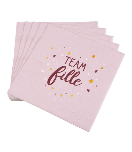 Lot de 20 Serviettes en Papier Team Fille 33x33cm Rose