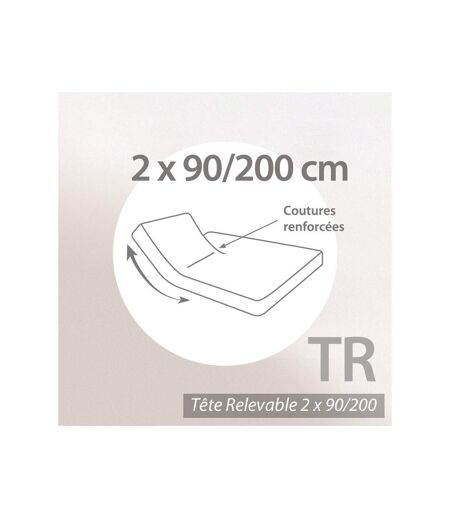 Drap housse relaxation uni 2x90x200 cm coton ALTO Calcium TR Tête relevable