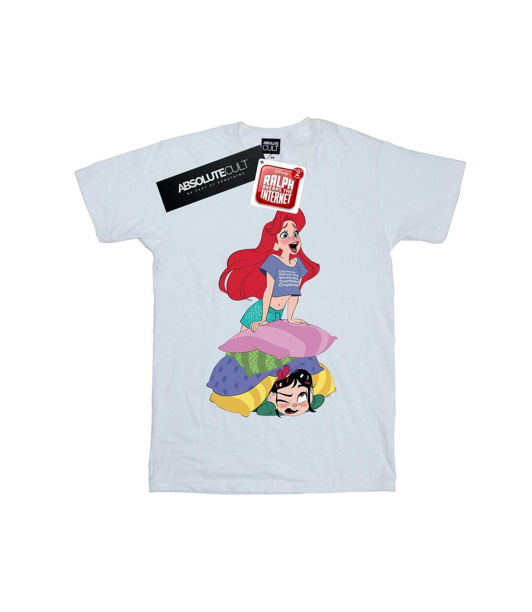 Disney Womens/Ladies Wreck It Ralph Ariel And Vanellope Cotton Boyfriend T-Shirt (Blanc) - UTBI47504-1