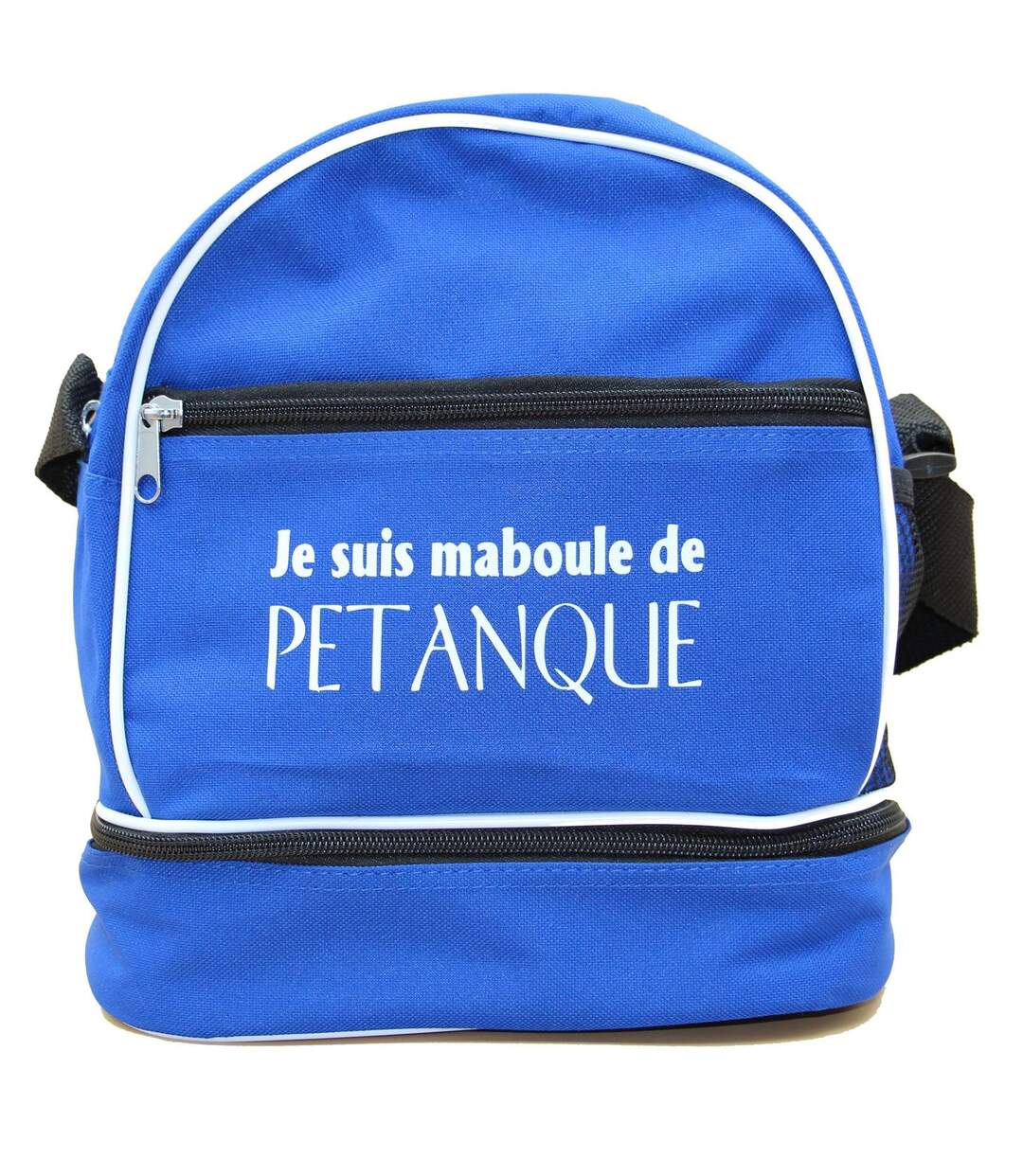 Sac bandoulière pour 3 boules de pétanque - Je suis maboule de pétanque - bleu-2