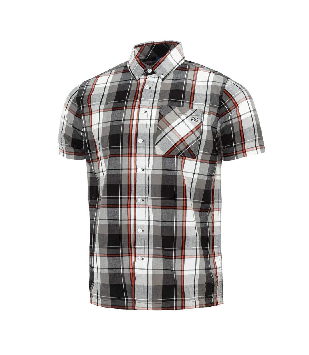 Mens Checkered Short-sleeved Shirt Black Red Giorgio-3