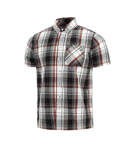 Mens Checkered Short-sleeved Shirt Black Red Giorgio