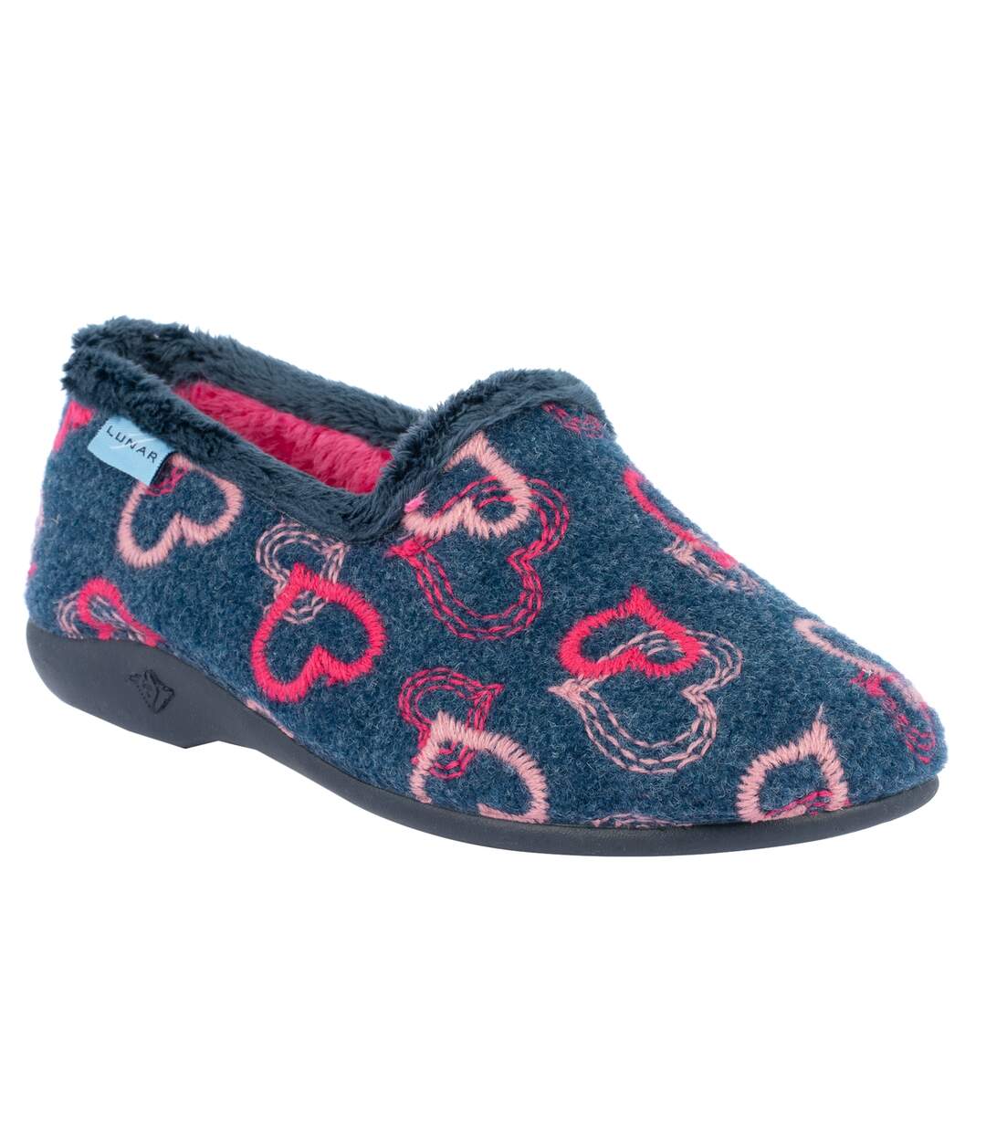 Chaussons jolly femme bleu / rose Lunar-1