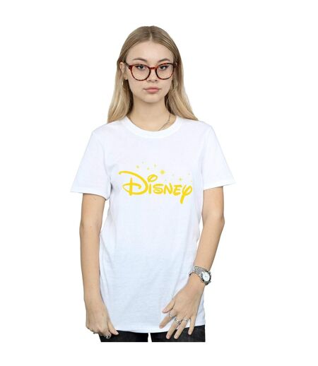 Disney T-shirt boyfriend en coton avec logo et étoiles pour femmes/femmes (Blanc) - UTBI36621