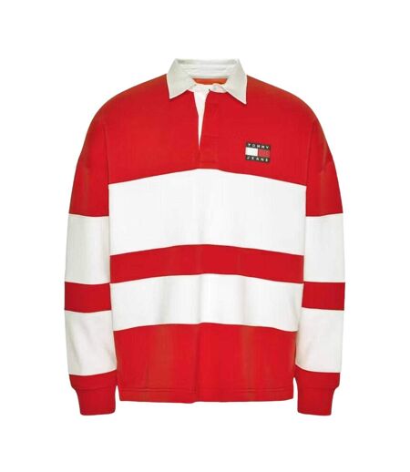 Sweat Motif/style Rayures Contrastées Homme Rouge Cramoisi Blanc Tommy Jeans