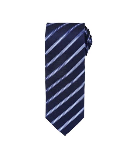 Premier Mens Sports Stripe Pattern Formal Work Tie (Navy/ Royal) (One Size)