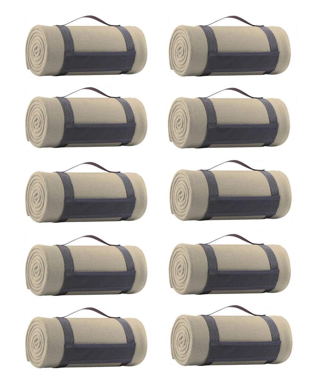 Lot 10 plaids couvertures polaires - beige - 150x120 cm-1