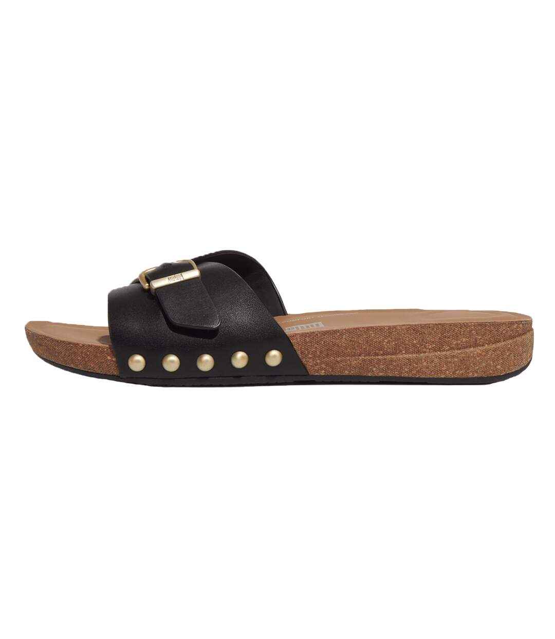 Womens/ladies Leather Iqushion Adjustable Slides Black FitFlop-2