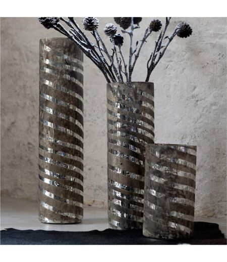 Vase Design en Verre Lignes 26cm Argent
