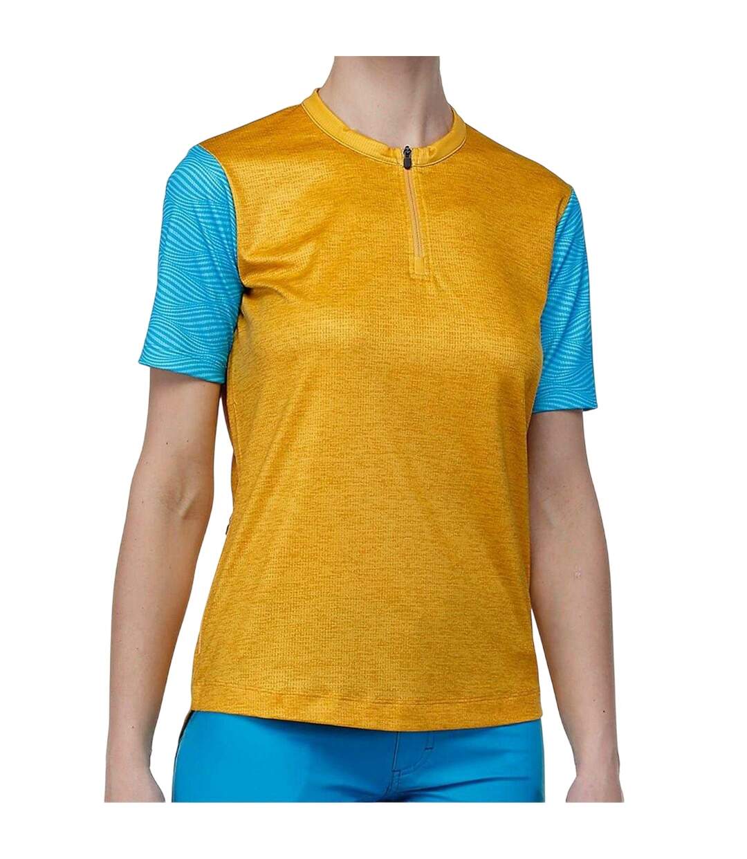 Maillot De Cyclisme Motif/style Blocs De Couleurs Femme Jaune Moutarde Bicycle Line-3
