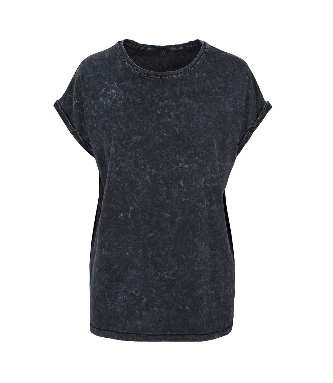 Womens/ladies acid wash extended shoulder t-shirt black Build Your Brand