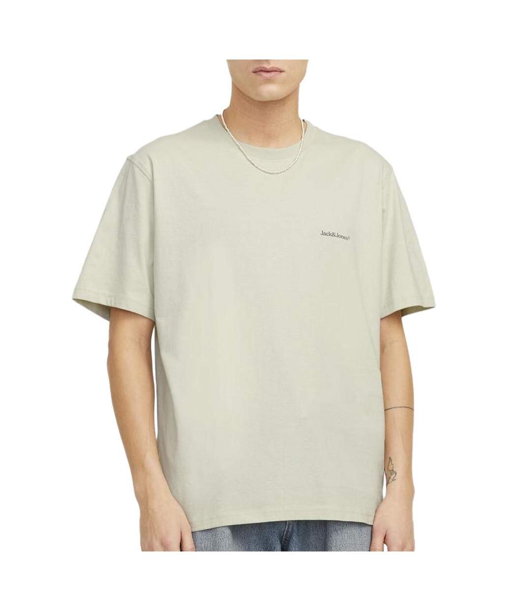 T-Shirt beige homme jack & jones back-1