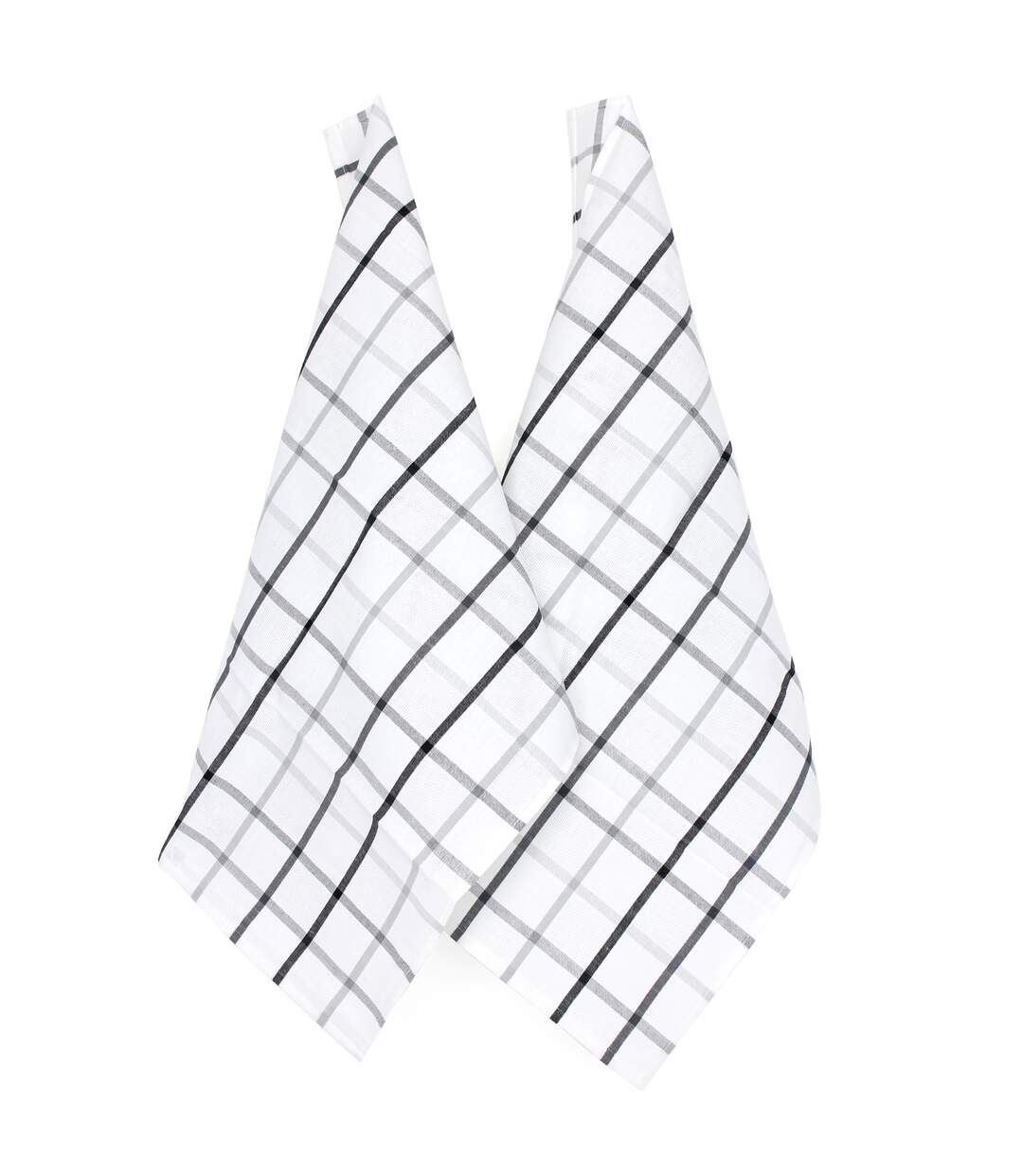 Lot de 2 torchons cuisine toile SQUARES LIN coton et lin-4