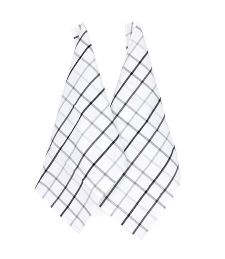 Lot de 2 torchons cuisine toile SQUARES LIN coton et lin