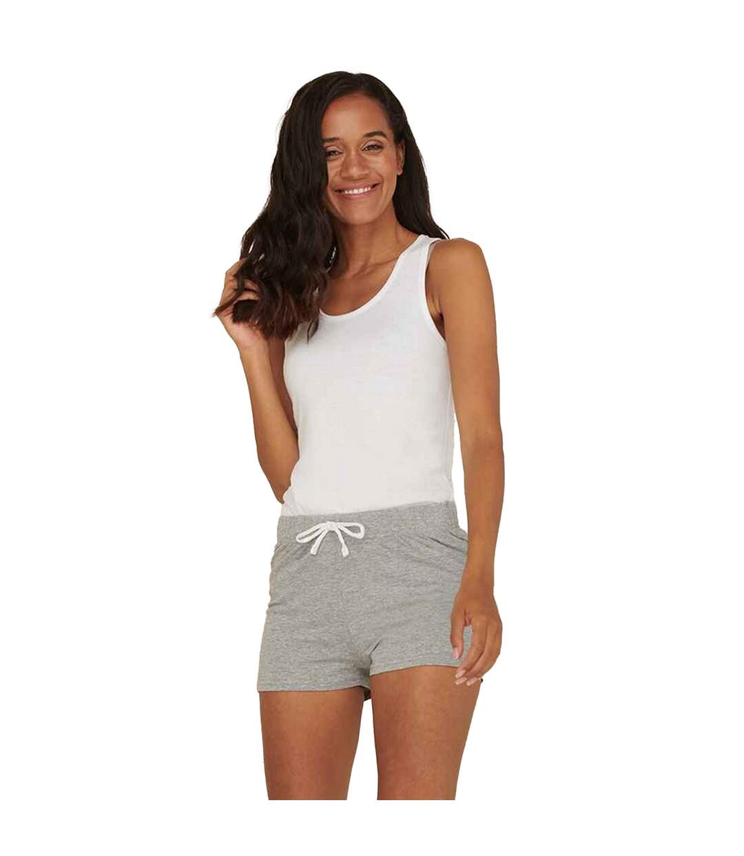 Ensemble de pyjama court femme blanc / gris chiné Towel City-1